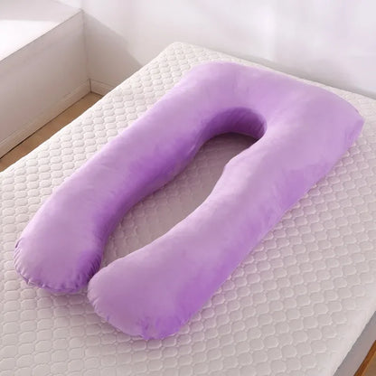 Soft Fleece U-Shaped Pregnancy Pillow – Multi-Function Side & Lumbar Support Cushion for Women