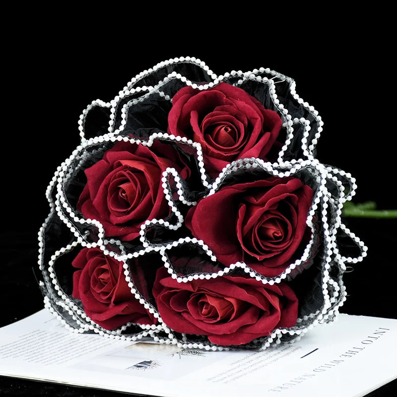 Tulip & Rose Pearl Mesh Tulle Roll — Flower Bouquet, Bobo Balloon, Birthday, Wedding & Anniversary Gift Wrapping