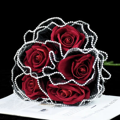 Tulip & Rose Pearl Mesh Tulle Roll — Flower Bouquet, Bobo Balloon, Birthday, Wedding & Anniversary Gift Wrapping