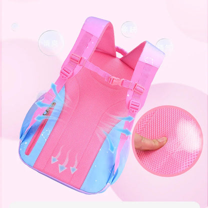 Orthopedic Primary School Bags for Girls - Gradient Color Backpack for Grades 1-3-6, Large Capacity Kids Rucksack Mochila