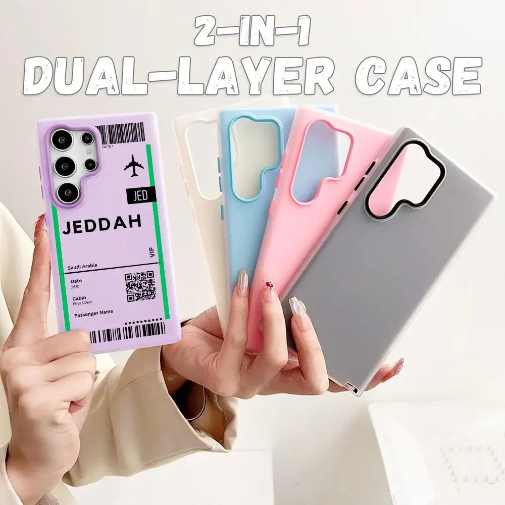 Saudi Arabia Plane Ticket Phone Case - Clear Soft Shockproof 2-in-1 Cover for Samsung Galaxy S25 S24 S23 Ultra