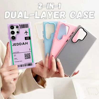 Saudi Arabia Plane Ticket Phone Case - Clear Soft Shockproof 2-in-1 Cover for Samsung Galaxy S25 S24 S23 Ultra