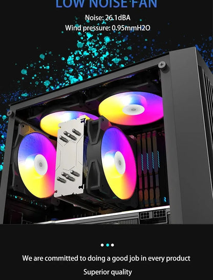 TEUCER P16 120mm RGB PC Case Fan – Silent 4-Pin CPU Cooler with Rainbow Lighting