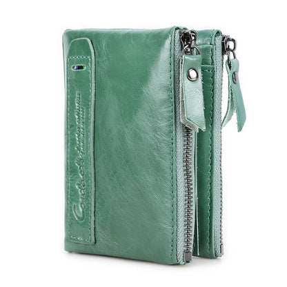 CONTACT'S Genuine Leather Short Wallet for Women — Luxury Designer Card & Coin Holder, Mini Money Clip Wallet with Free Shipping