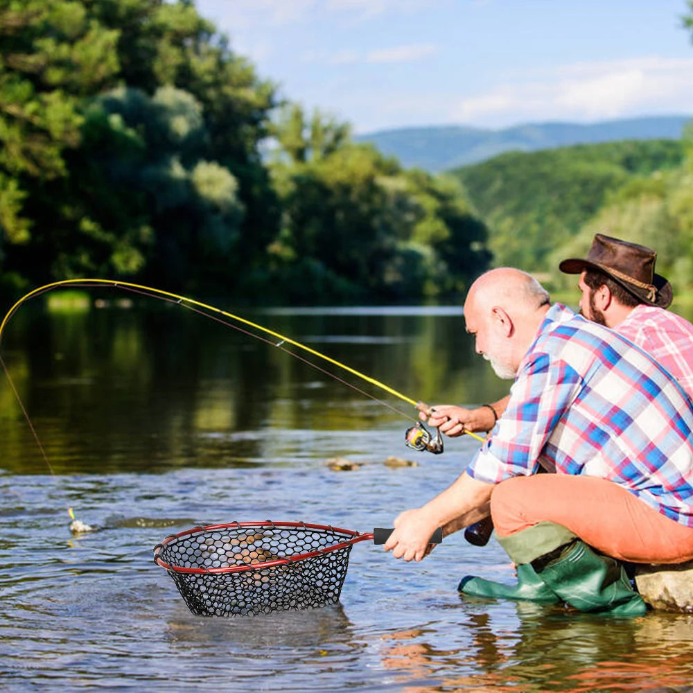 Folding Silicone Fish Net with Aluminum Alloy Pole | Small Mesh Landing Net for Easy Casting | Portable Fishing Tool