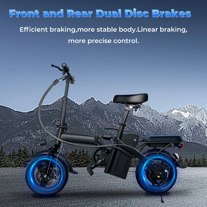 LELEKUAI 500W Folding Electric Bike for Adults – 20 MPH, 48V 10.4Ah Removable Battery, 14-Inch E-Bike with Multi-Shock Absorption