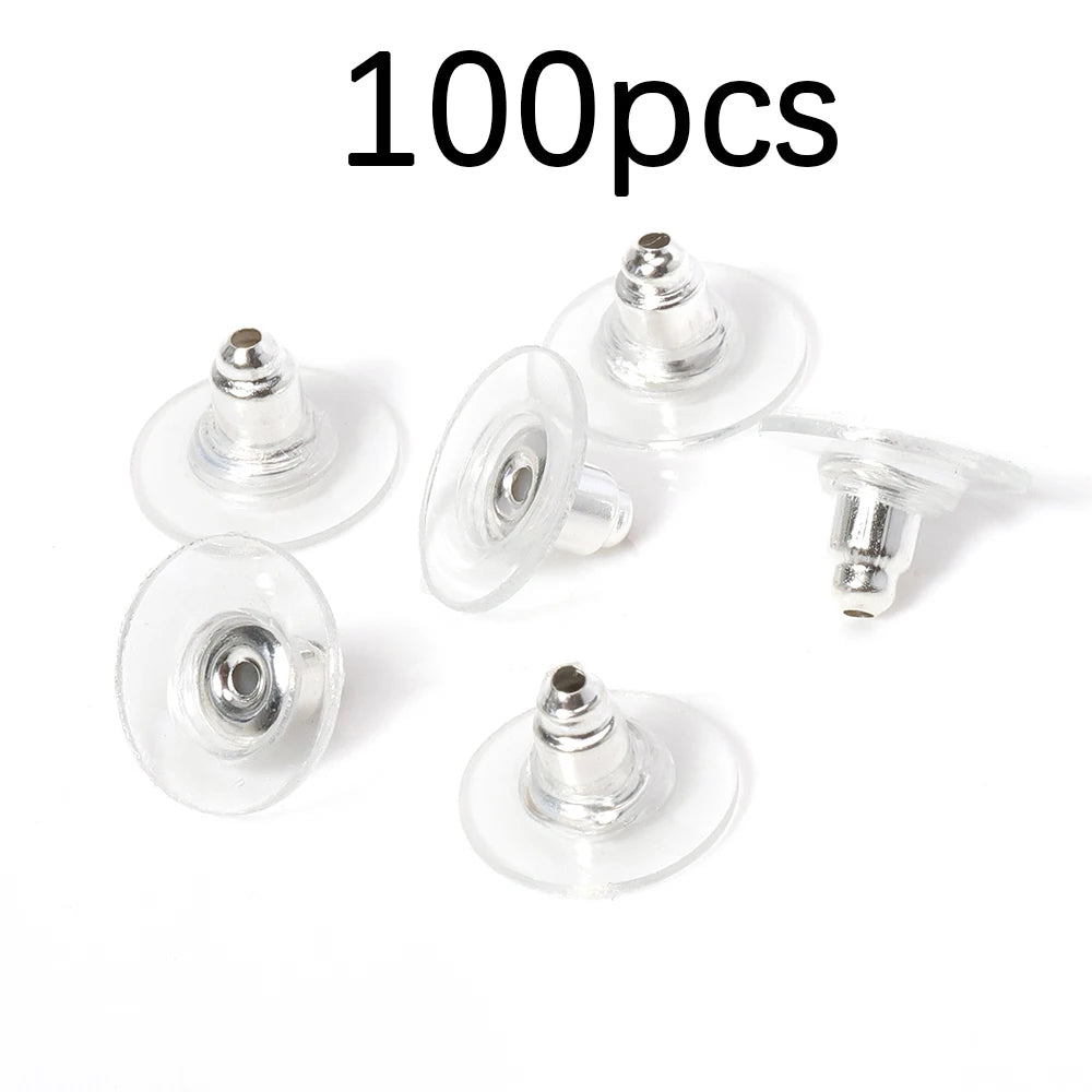 100-200PCS Rubber Earring Backs & Fishhook Ear Stoppers for Jewelry Making and DIY Earring Repairs