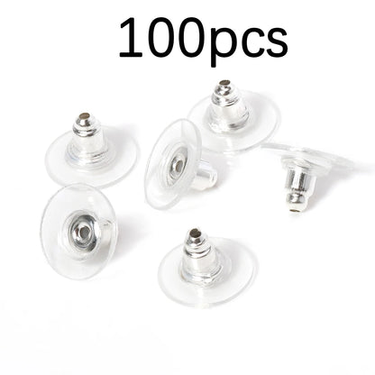 100-200PCS Rubber Earring Backs & Fishhook Ear Stoppers for Jewelry Making and DIY Earring Repairs