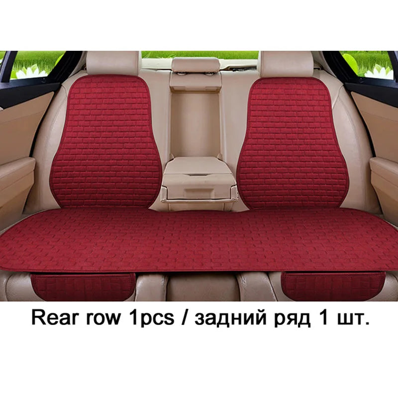 Universal Car Flax Seat Cushion Protector - Front and Rear Seat Cover Pad with Backrest Mat for Automotive Interiors