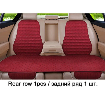 Universal Car Flax Seat Cushion Protector - Front and Rear Seat Cover Pad with Backrest Mat for Automotive Interiors