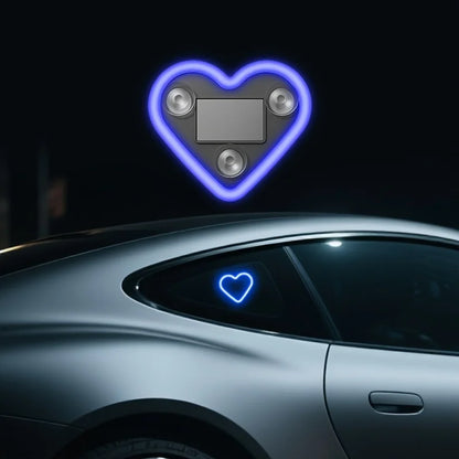 Solar-Powered LED Car Window Neon Lights — Heart-Shaped RGB-Free Color-Changing Interior Atmosphere Light