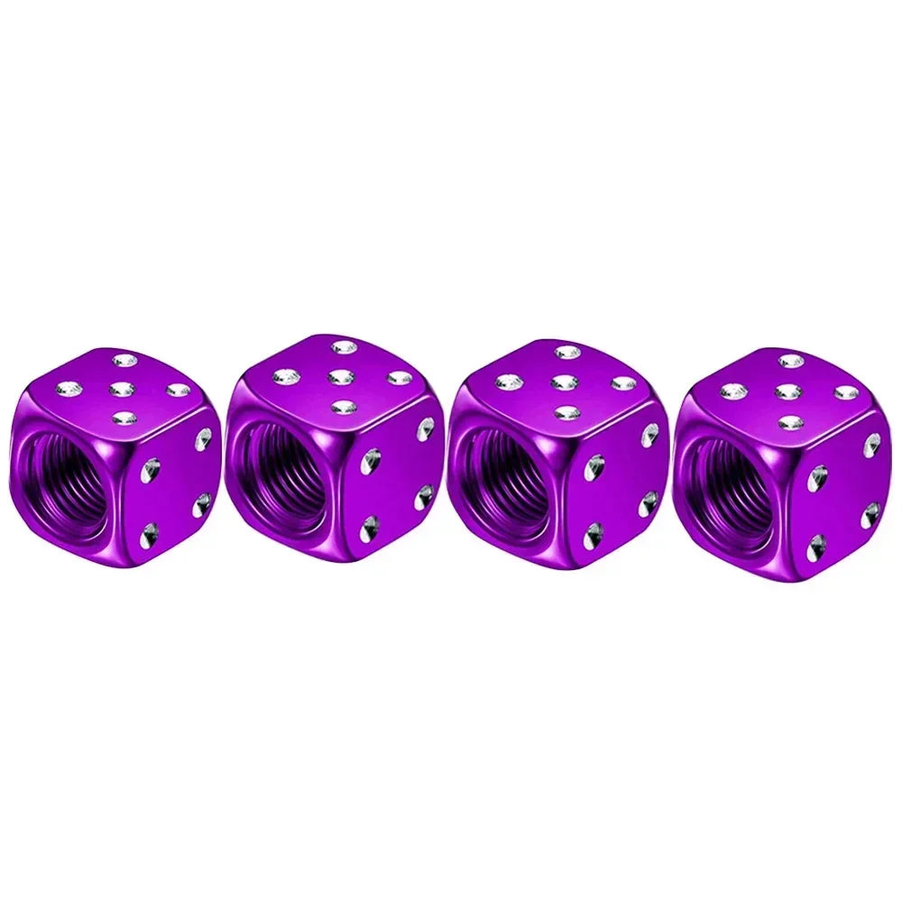 4 Pcs Crown Dice Car Wheel Tire Valve Caps - Universal Tyre Rim Stem Covers | Air Dust & Waterproof | Bling Accessories for Car & Motorcycle