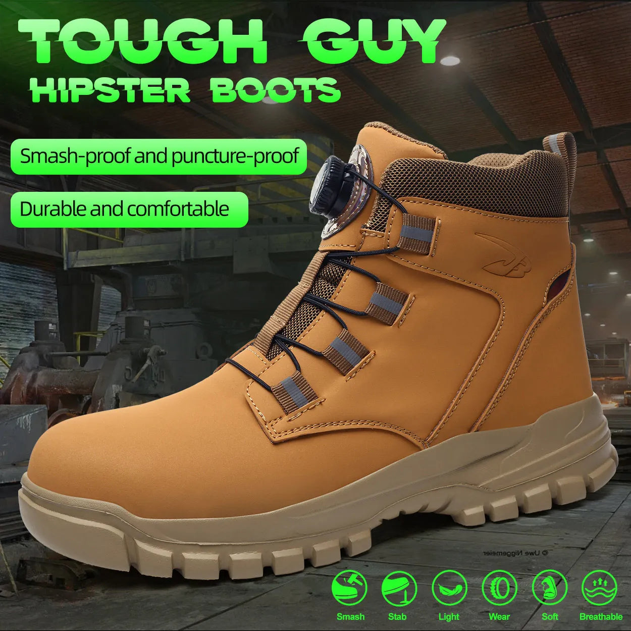 Men’s Waterproof Steel Toe Safety Boots – Indestructible Work Shoes, Anti-Smash & Stab-Resistant Biker Boots