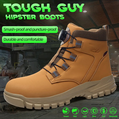Men’s Waterproof Steel Toe Safety Boots – Indestructible Work Shoes, Anti-Smash & Stab-Resistant Biker Boots
