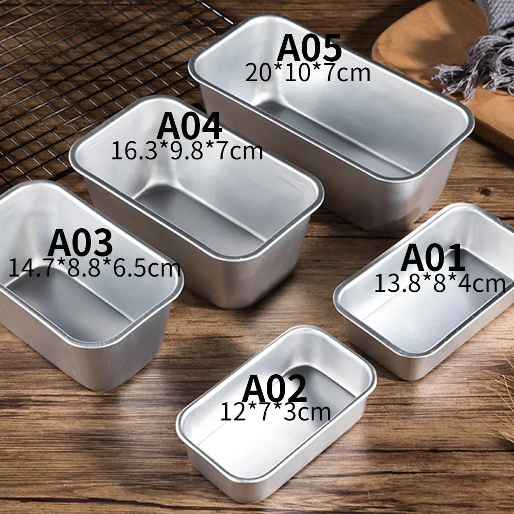 5-Size Aluminum Loaf Pan Set – Non-Stick Rectangle Baking Molds for Bread, Cake, Brownie, Cheese & Pastry