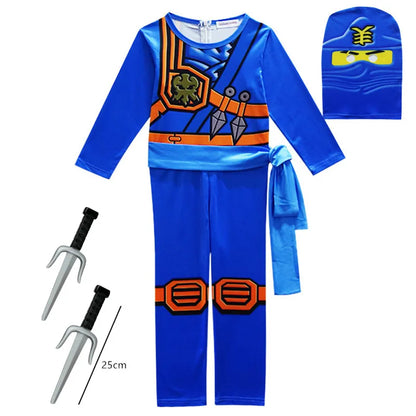 Kids Ninja Cosplay Costume Jumpsuit Set – Halloween & Christmas Party Outfit, Street Ninja Anime Samurai Suit