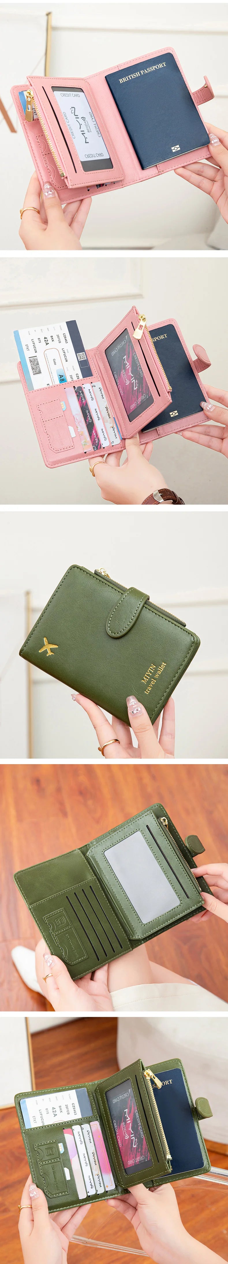 Multi-Functional RFID Anti-Theft Passport Bag – PU Leather Wallet with Multi Card Slots & Large Capacity
