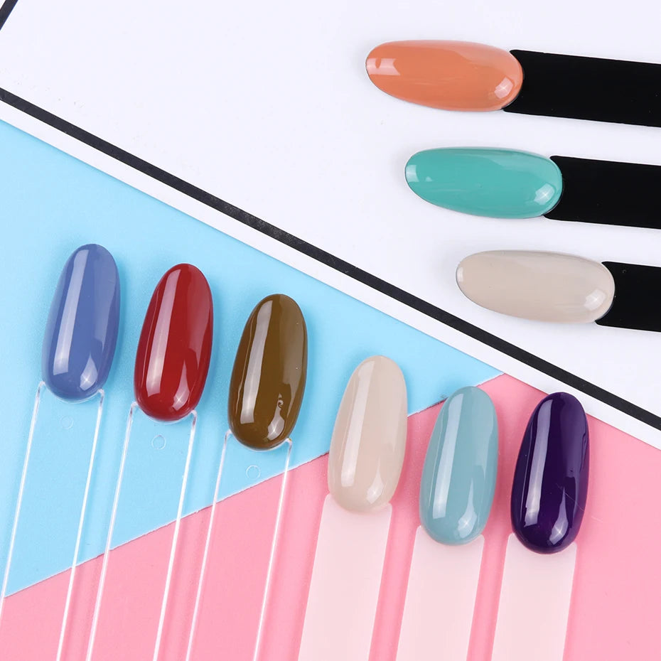 50-Piece Nail Swatch Display Tips - Clear Oval Fan Nail Polish Practice Palette