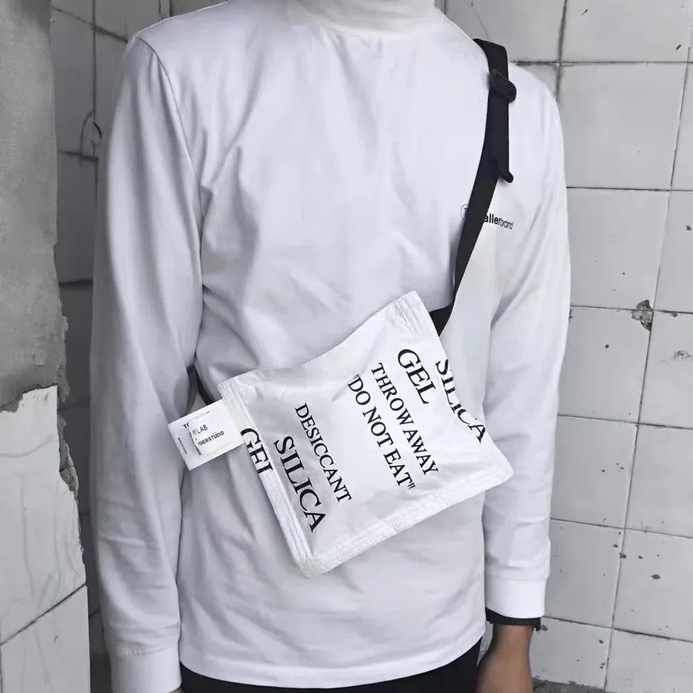 Simulated Desiccant Dupont Paper Shoulder Bag for Women – 2024 Fashion White Small Letter Crossbody Chest Bag Purse