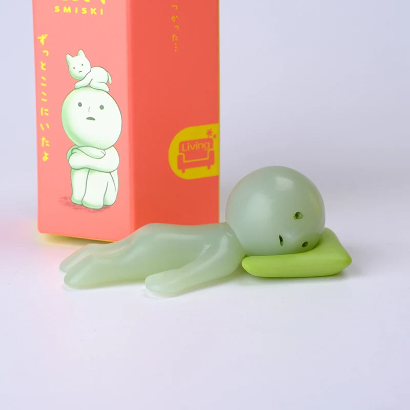 Smiski Living Room Series Luminous Blind Box – Mini Glow-in-the-Dark Doll Ornament for Home Décor & Surprise Gift