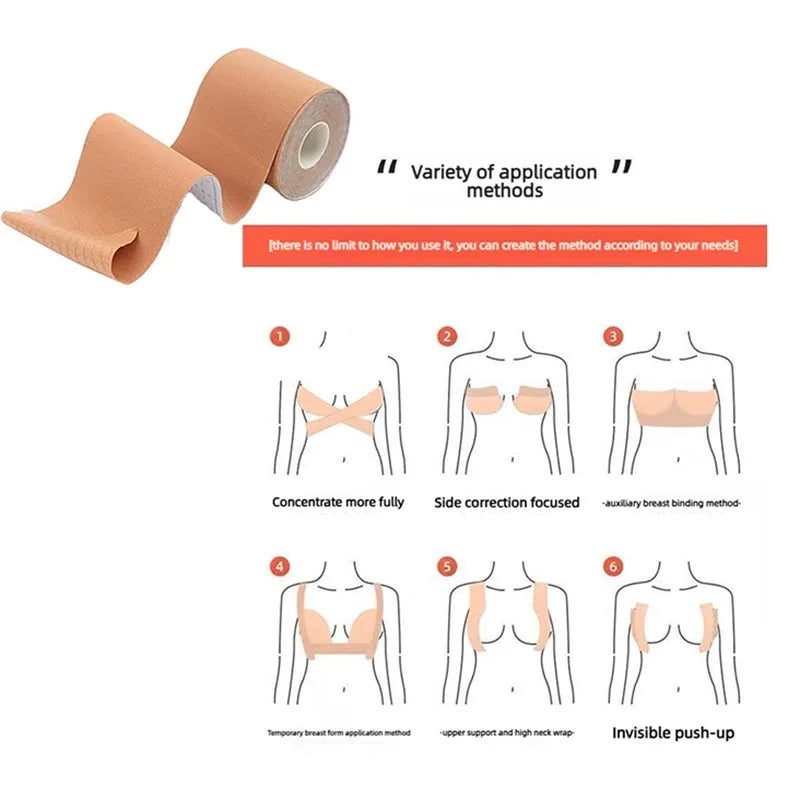 Elastic Breast Lift Patches - Invisible, Breathable Support Tape for Clothing and Sports Use