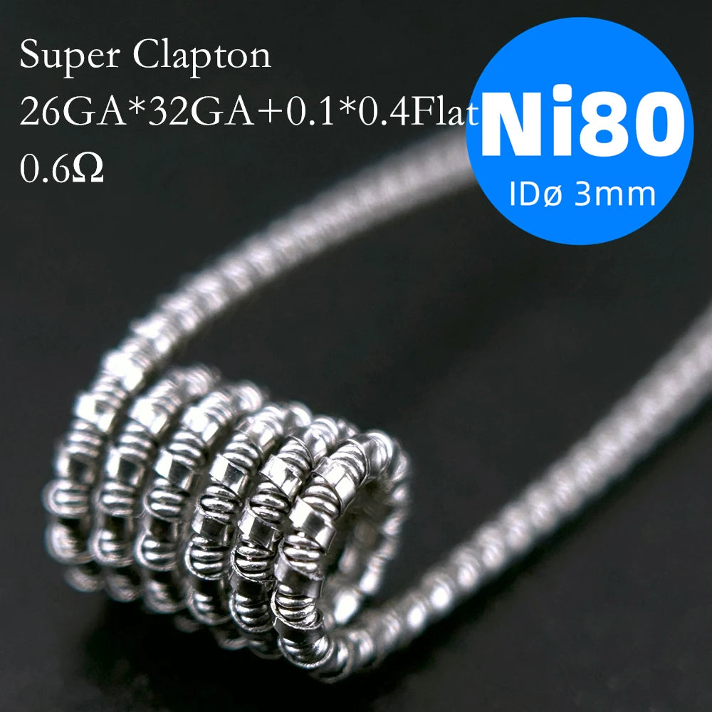 21-Pack PreMade 3mm Resistance Wire Coils — Jaw Clips, Springs, A1/SS316L/Ni80 for Vaping Builds