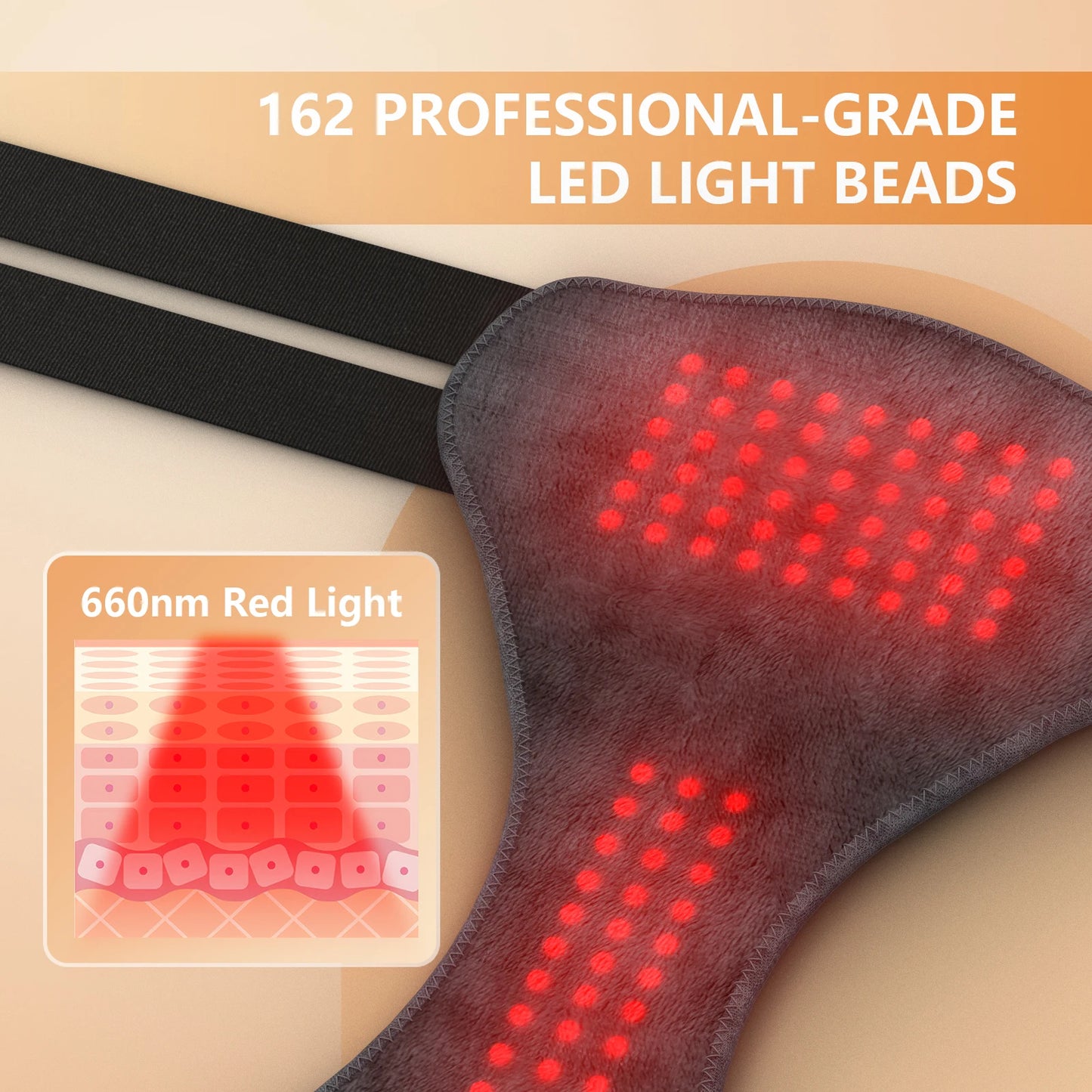 162-LED Red Light Therapy Device – 660nm Vaginitis & Menstrual Pain Relief Massager for Stomach and Waist