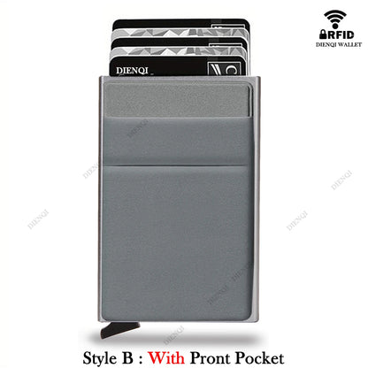 RFID Credit Card Holder for Men, Thin Slim Luxury Metal Mini Minimalist Wallet, Bank & ID Cardholder Case