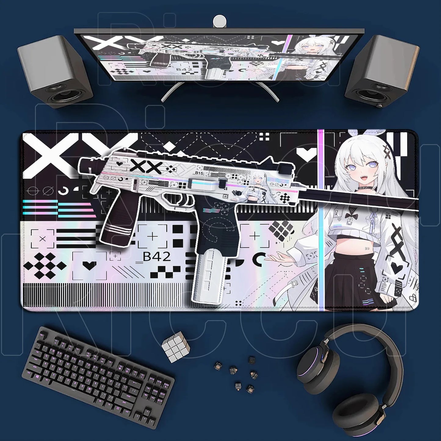 Cartoon Pink CSGO Gamer Mouse Pad – 400x900mm Anti-Slip Rubber Desk Mat for Keyboard & Gaming Accessories