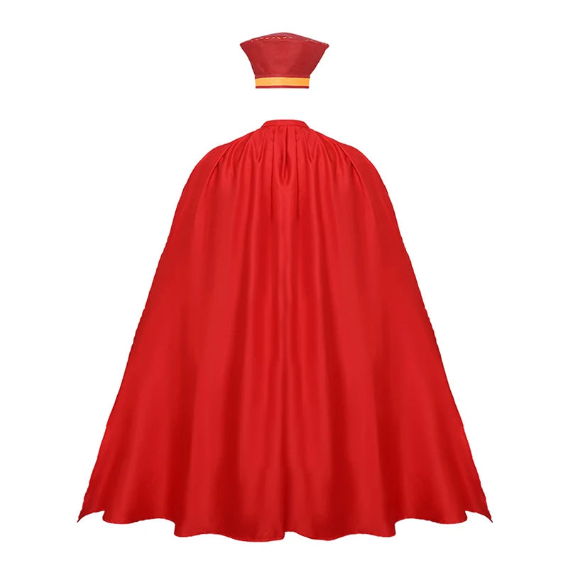 Lord Farquaad Cosplay Costume Set - Medieval Red Cloak, Uniform, Gloves & Hat for Halloween Parties and Events
