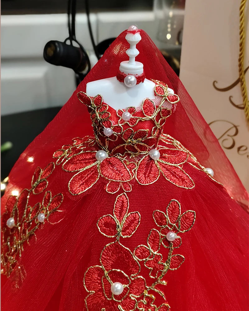 1/6 Mini Bride Doll Wedding Gown Set – Display Mannequin with Stand for Doll Clothes
