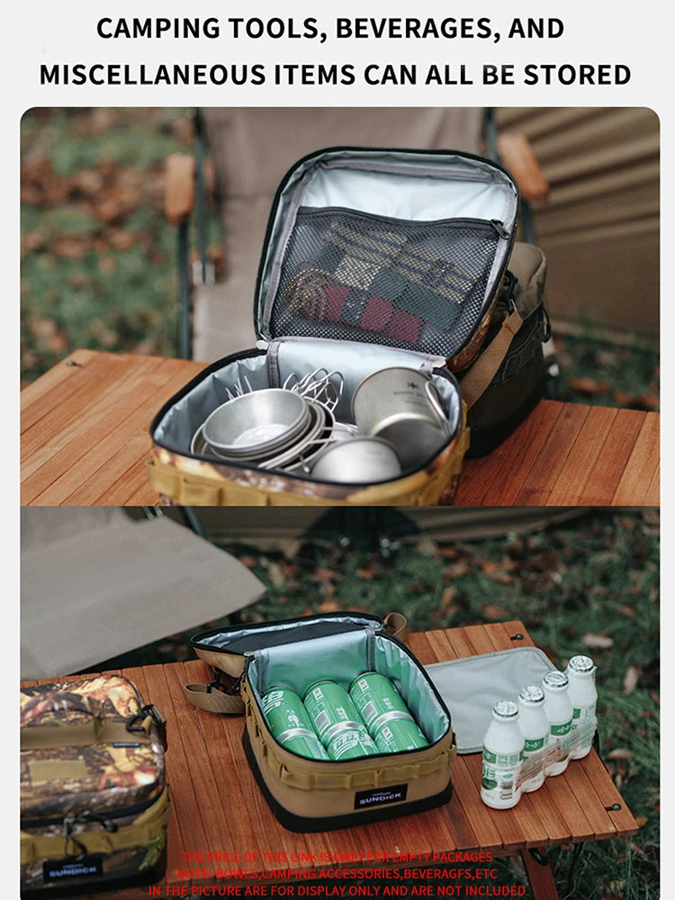 Camping Insulated Bowl & Cup Storage Bag – Outdoor Portable Lunch Bag, Available in Black, Brown, Army Green, and Camo
