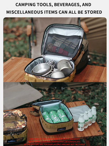 Camping Insulated Bowl & Cup Storage Bag – Outdoor Portable Lunch Bag, Available in Black, Brown, Army Green, and Camo