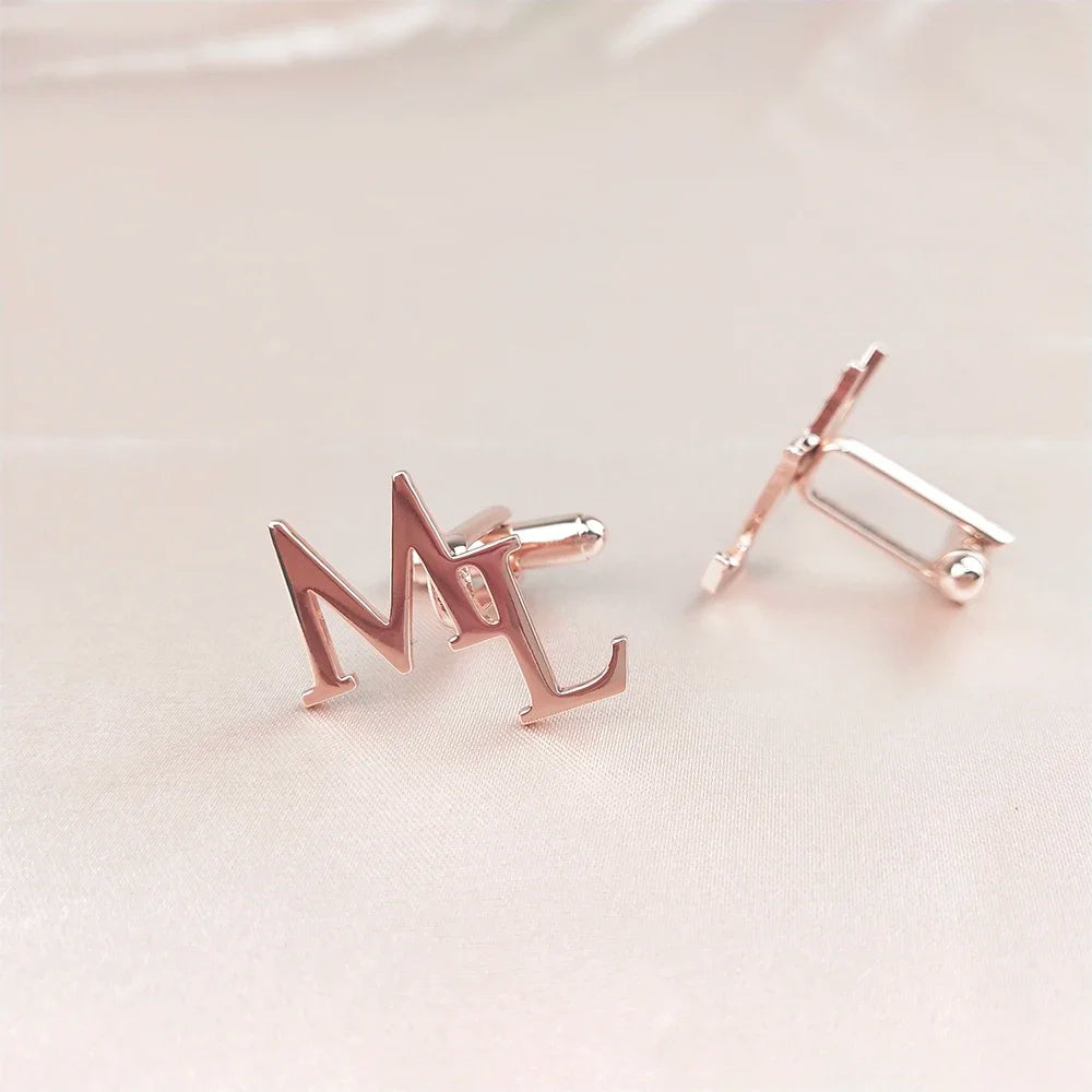 Custom Initials Cufflinks for Men - Personalized Wedding Groom Suit Buttons, Gentleman Accessories