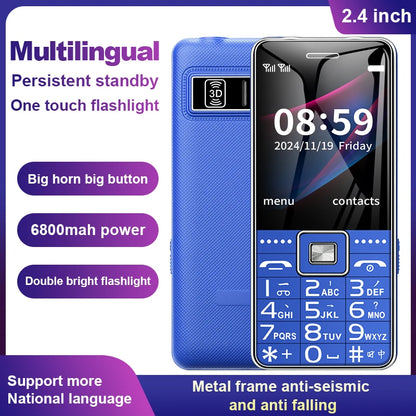 GSM 2G G600 BAR Phone – Dual SIM, 6800mAh Battery, SOS Button, 2.4" Screen, MP3 Recorder Mobile Cellphone for Seniors