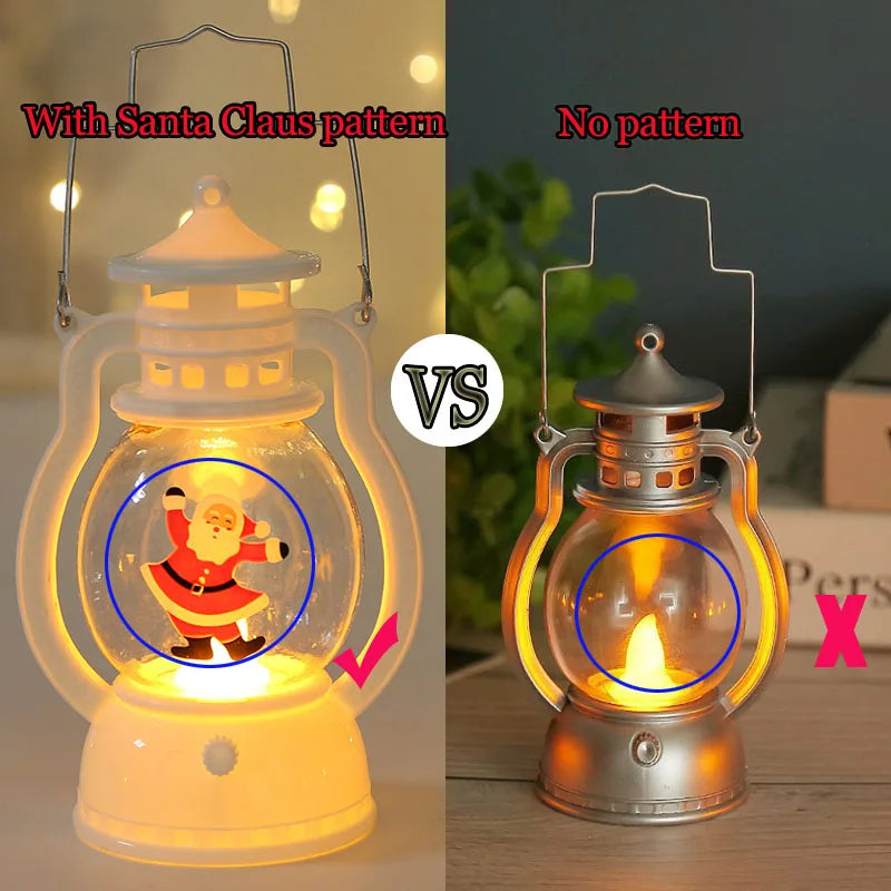 Portable LED Christmas Lanterns – Santa Claus & Snowman Indoor Decor, Battery-Powered for Home Xmas & New Year
