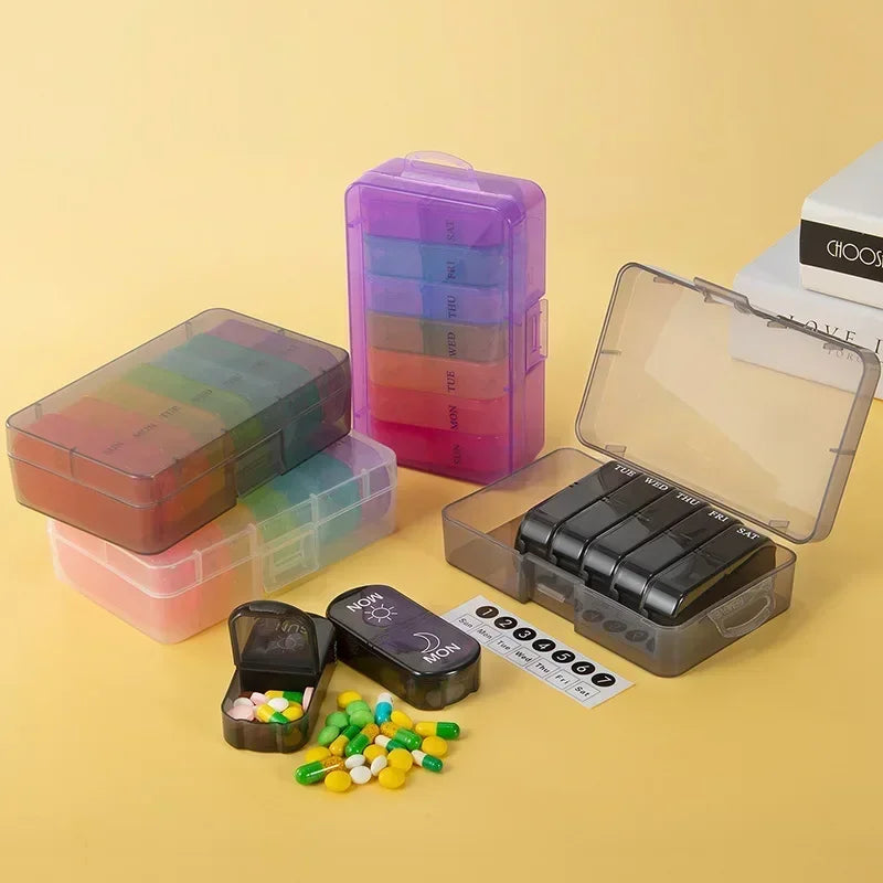 Weekly 7-Day Pill Organizer Box – Portable Medicine & Tablet Storage with Secret Compartments for Travel