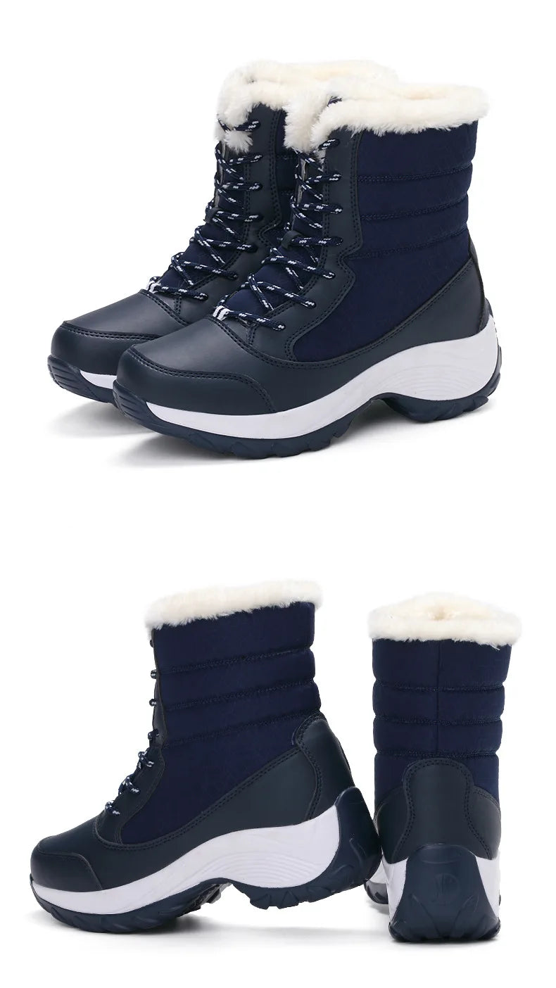 Women’s Snow Boots — Non-Slip Waterproof Fur-Lined Platform Ankle & Thigh-High Winter Boots with Wedges