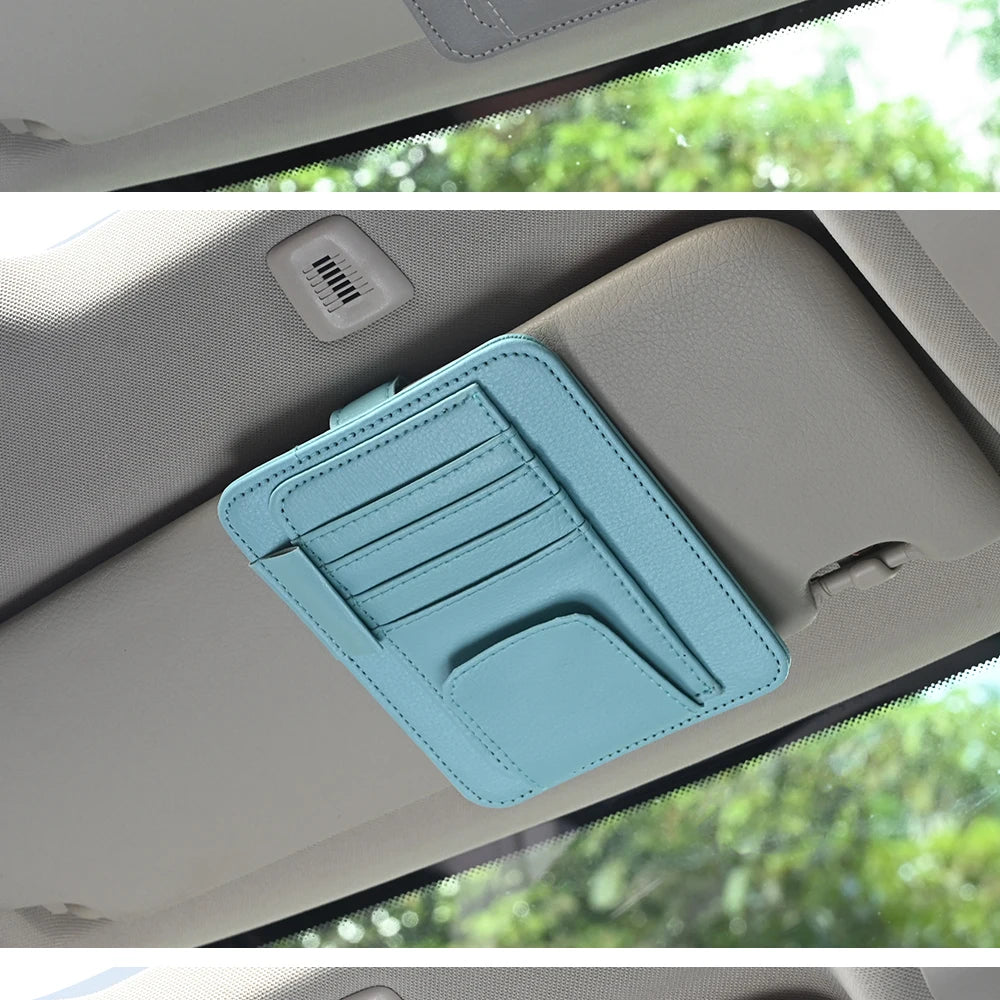 Car Visor Organizer – Multi-Pocket Pouch Bag for Cards, Glasses & Storage, Scratch-Resistant Auto Visor Holder for Car Interior
