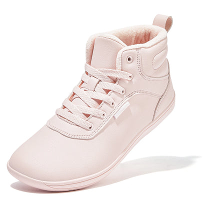 HOBIBEAR Unisex Winter Barefoot Shoes – Wide Toe Box Faux Fur Lined Ankle Sneakers for Women & Men, Artificial Leather Lace-Up