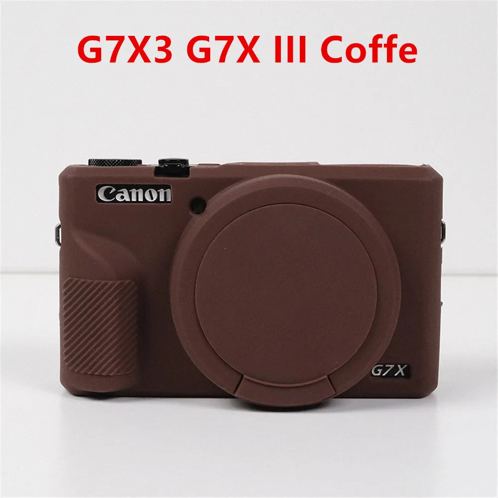 Canon G7X Mark II Silicone Camera Case - Soft Rubber Protective Skin Cover with Lens Protector for G7XII G7X2 G7X3 G7XIII