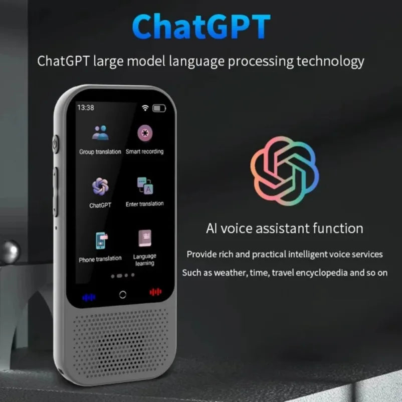 S80 Pro AI Translator Device – 138 Languages, Real-Time & Offline Translation, Voice & Photo Translator, Intelligent Recording Smart Chat Translator Machine