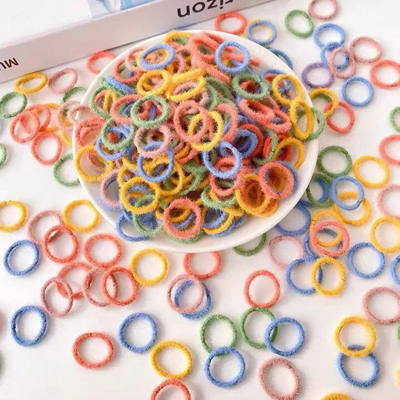 [100 Pack] Baby Rubber Bands - High Elastic, Seamless Thumb Rings for Toddlers, Gentle on Hair Scrunchies Set