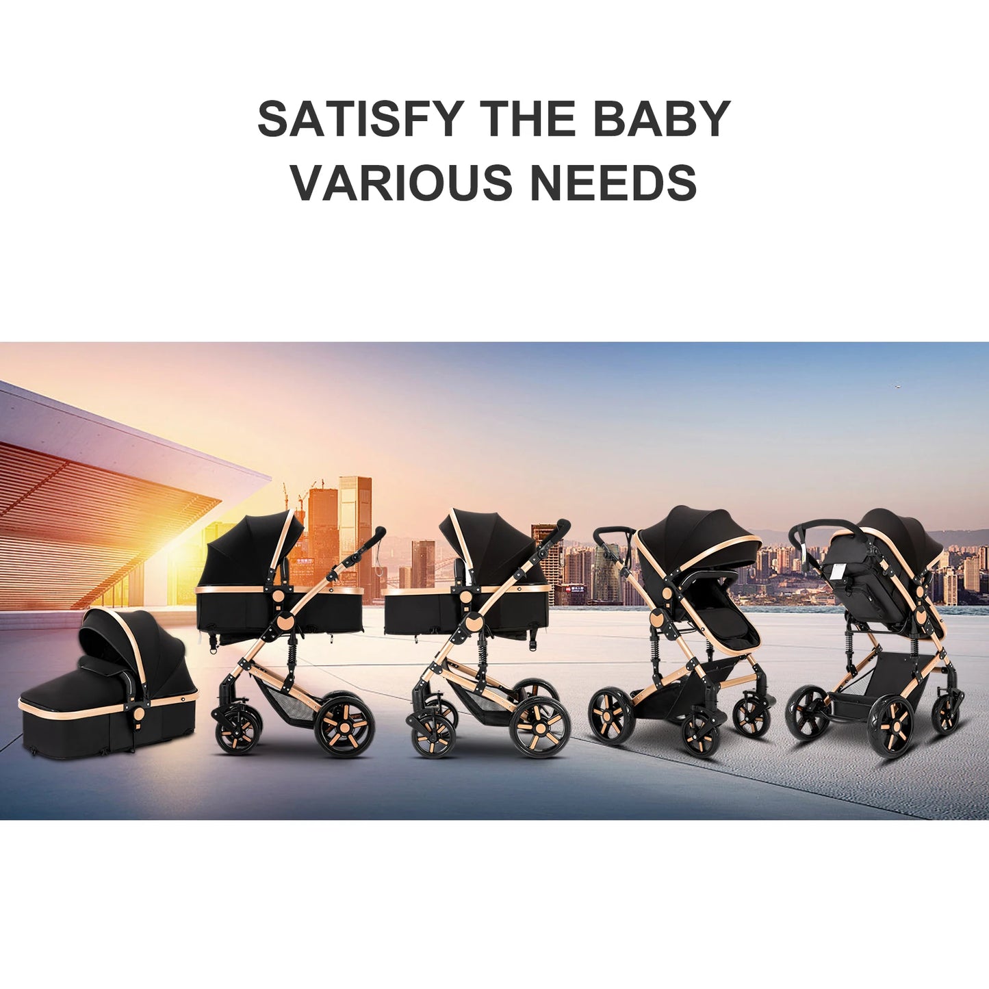 High-Quality 3-in-1 Newborn Baby Stroller — Lightweight Folding Cart with Comfort Seat & ISOFIX Safety