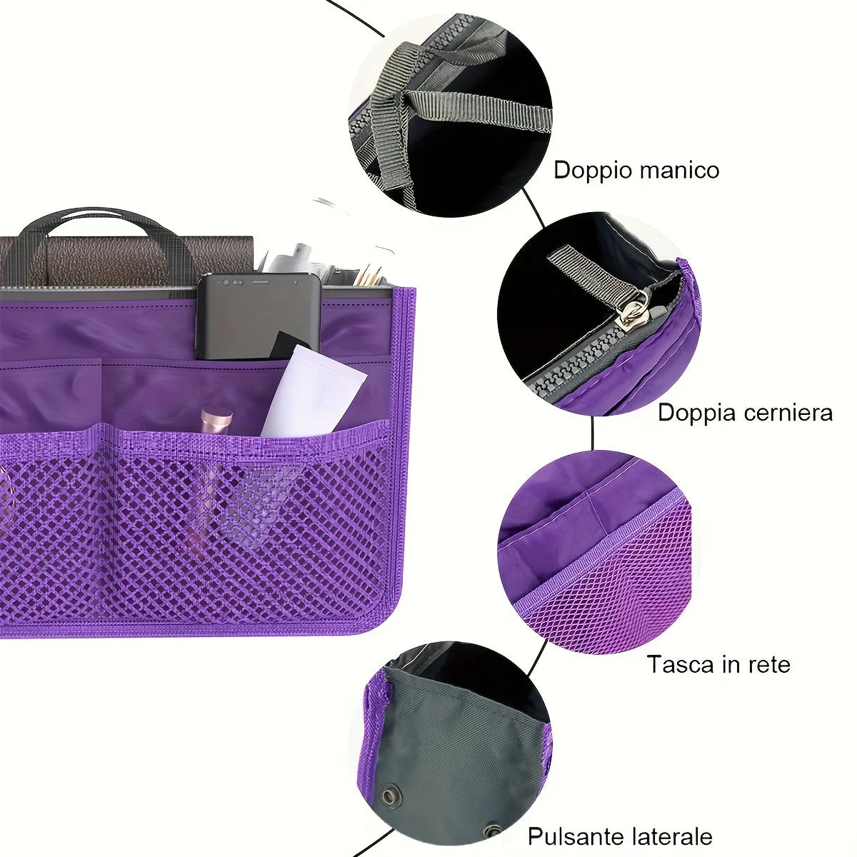 Multifunctional Bi-Fold Storage Bag - Large Capacity Double Zipper Makeup & Toiletry Organizer