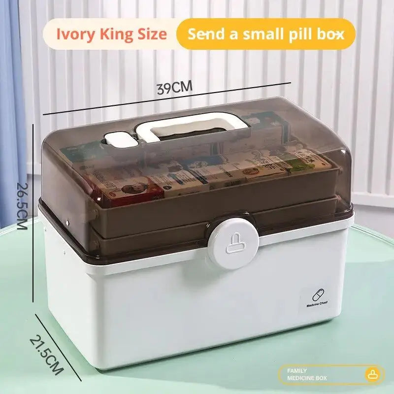 White Large Capacity Medicine Box – Multi-Layer Storage Organizer for Home Medicine Management