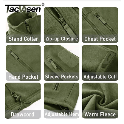 TACVASEN Men's Fleece Jacket - Warm Windproof Full Zip Outdoor Hiking Coat