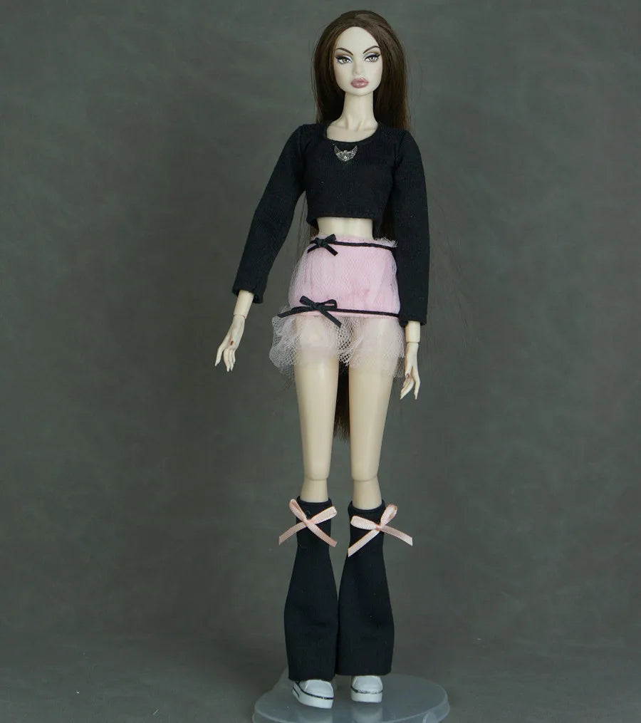 30cm Doll Clothes Set – Long Sleeve Shirt & Foot Covers for 1/6 OB/ST/FR/BB Dolls