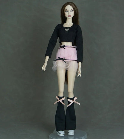 30cm Doll Clothes Set – Long Sleeve Shirt & Foot Covers for 1/6 OB/ST/FR/BB Dolls