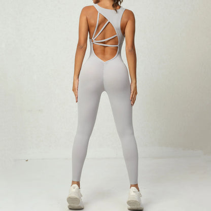 2024 Women’s Gym & Yoga Set – One-Piece Cup Jumpsuit with Long Pants for Workout, Fitness & Activewear
